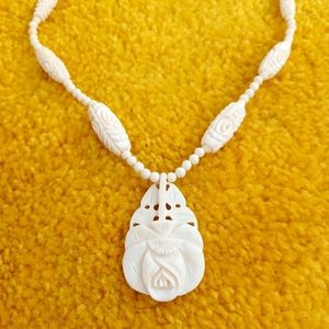 Vintage rose necklace, Glover made of real bone